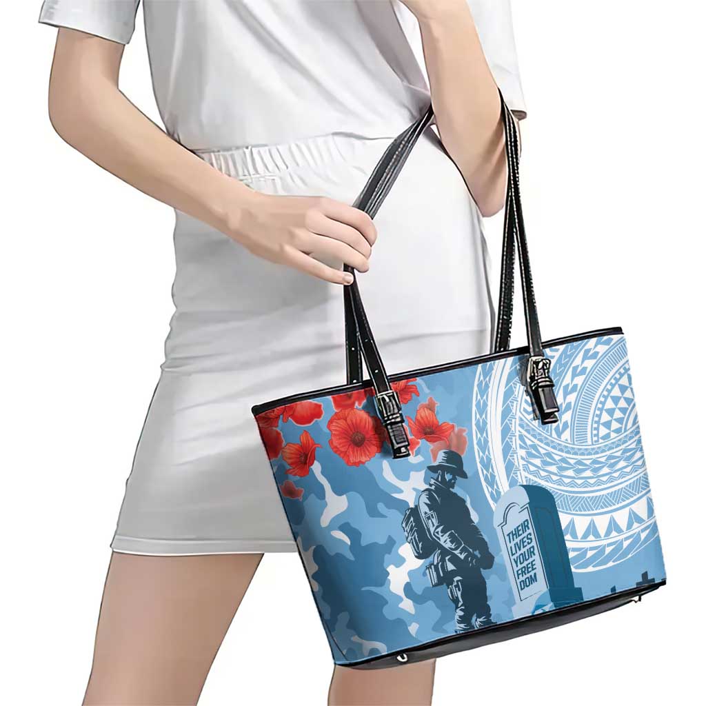 FSM Verterans Day Leather Tote Bag Their Lives Your Freedom LT9 - Polynesian Pride