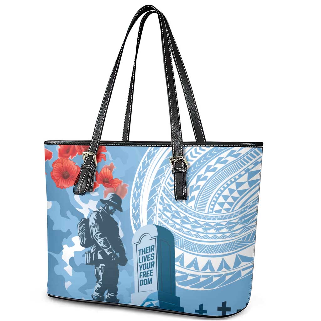 FSM Verterans Day Leather Tote Bag Their Lives Your Freedom LT9 - Polynesian Pride