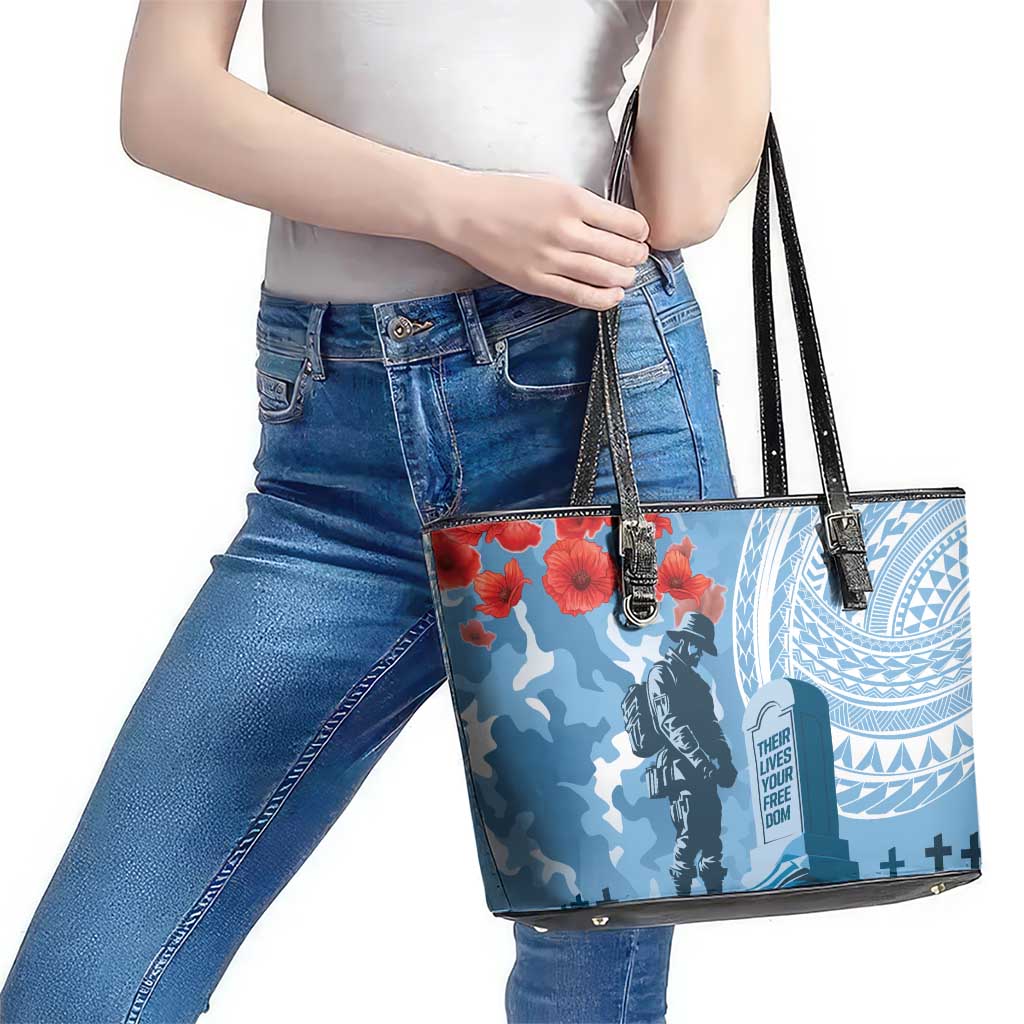 FSM Verterans Day Leather Tote Bag Their Lives Your Freedom LT9 - Polynesian Pride