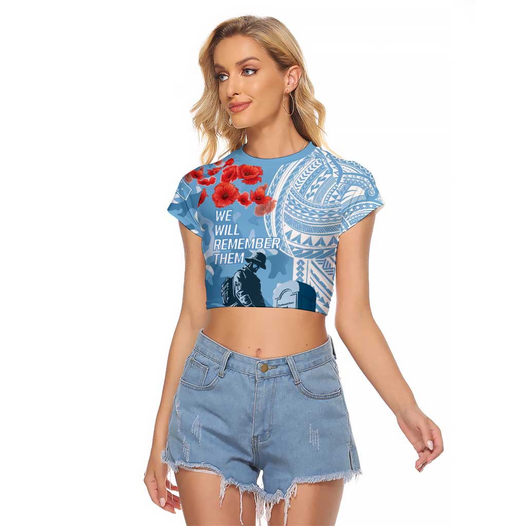 FSM Verterans Day Raglan Cropped T Shirt Their Lives Your Freedom LT9 Female Blue - Polynesian Pride