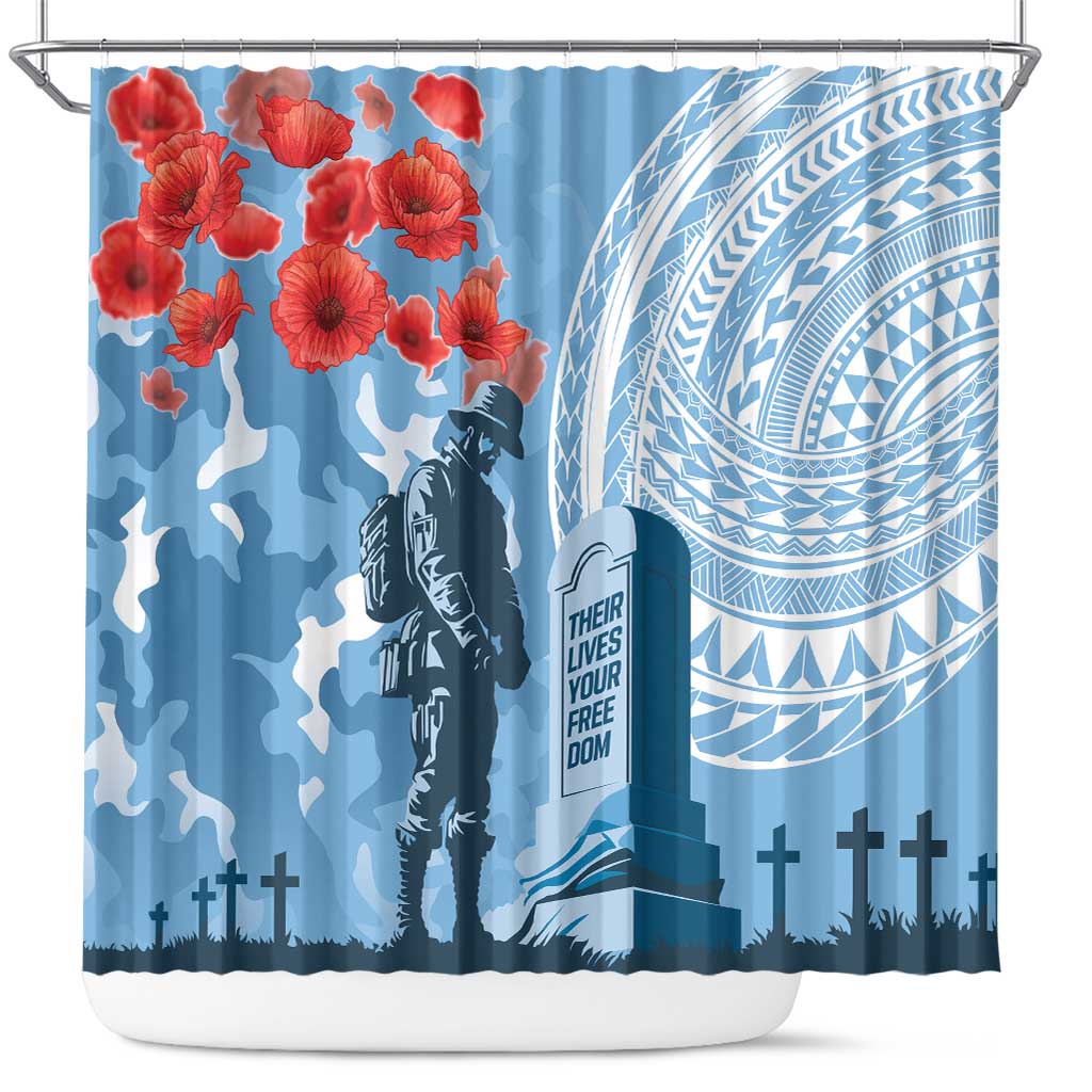 FSM Verterans Day Shower Curtain Their Lives Your Freedom LT9 Blue - Polynesian Pride