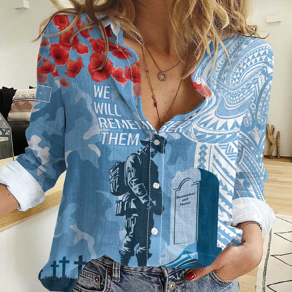 FSM Verterans Day Women Casual Shirt Their Lives Your Freedom LT9 Female Blue - Polynesian Pride