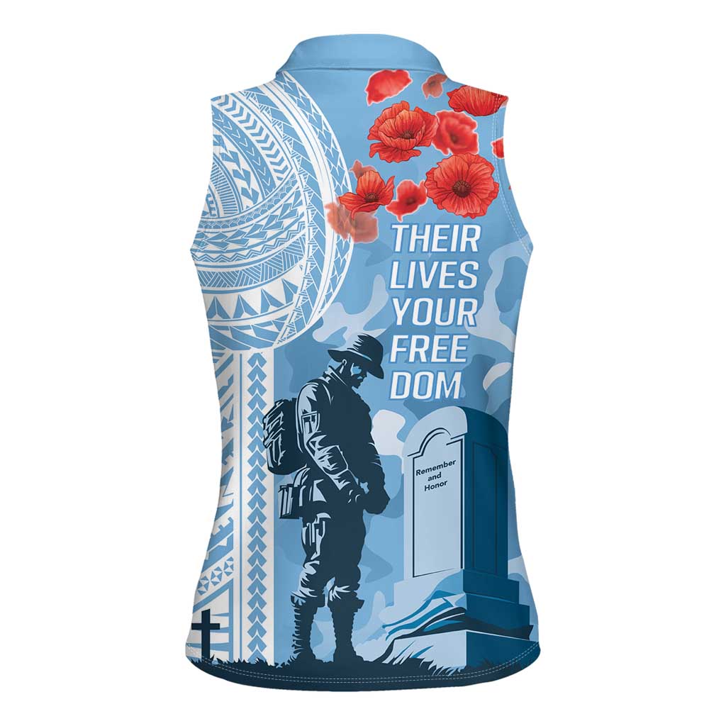 FSM Verterans Day Women Sleeveless Polo Shirt Their Lives Your Freedom LT9 - Polynesian Pride