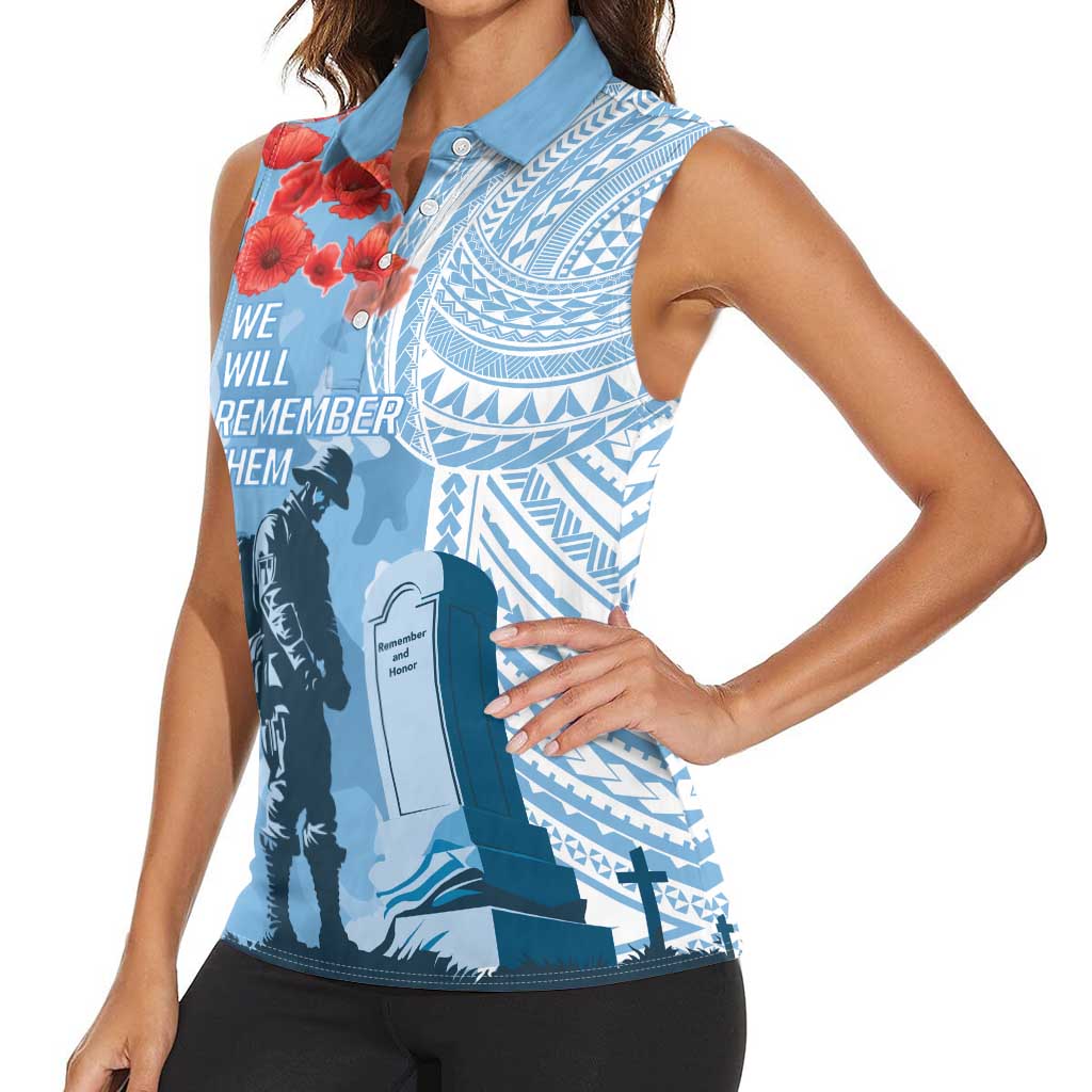 FSM Verterans Day Women Sleeveless Polo Shirt Their Lives Your Freedom LT9 - Polynesian Pride