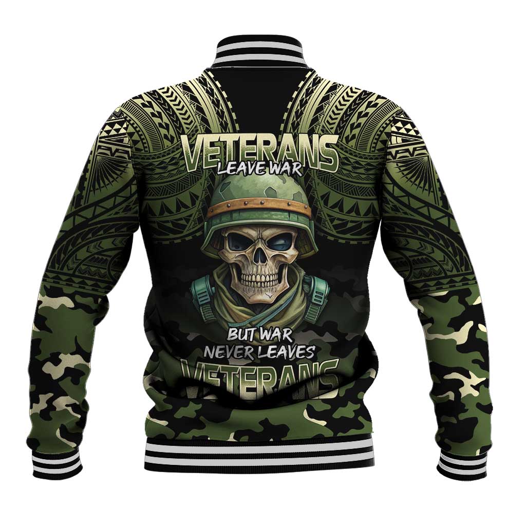 Veterans Day Baseball Jacket War Never Leaves A Veteran Proud Military LT9 - Polynesian Pride