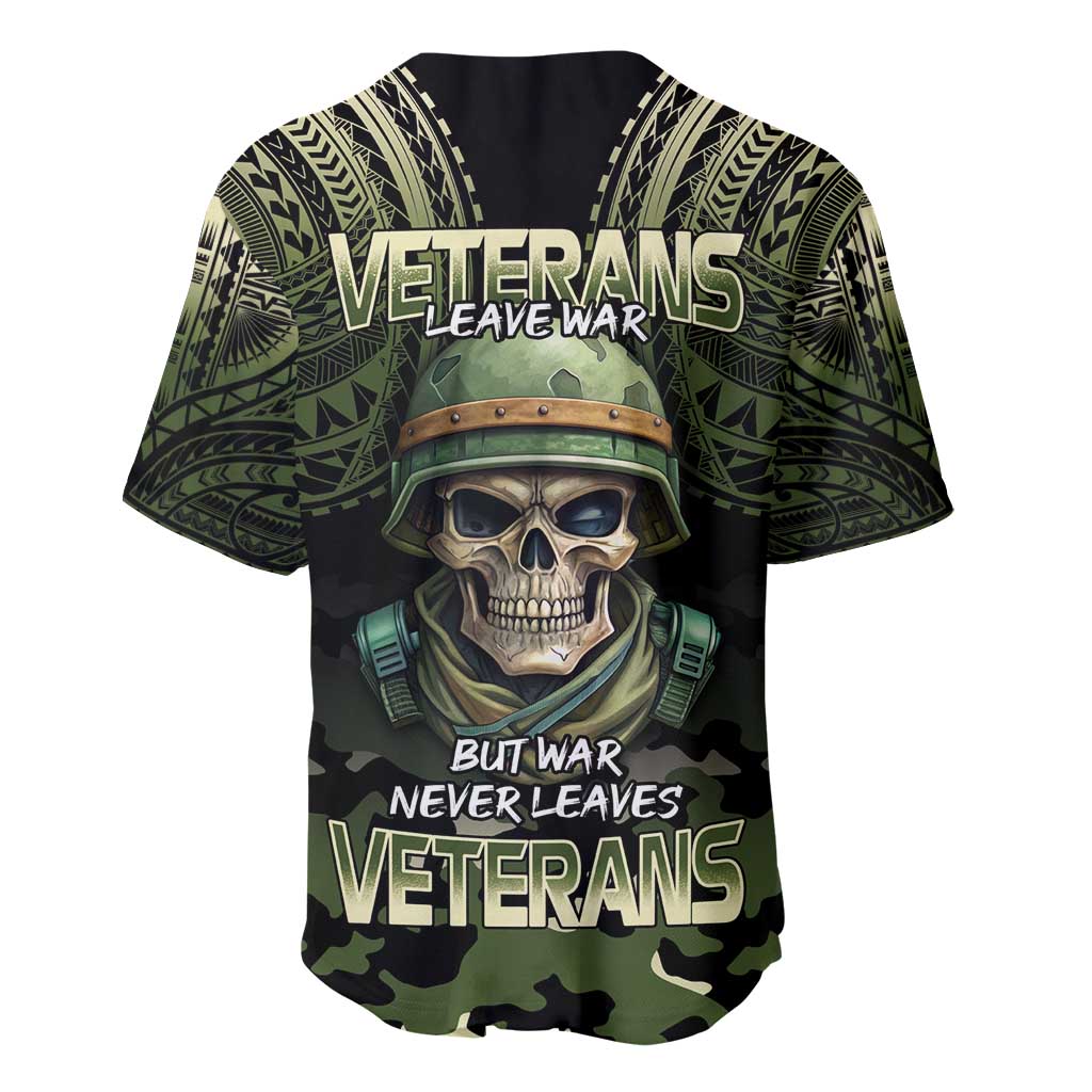 Veterans Day Baseball Jersey War Never Leaves A Veteran Proud Military LT9 - Polynesian Pride