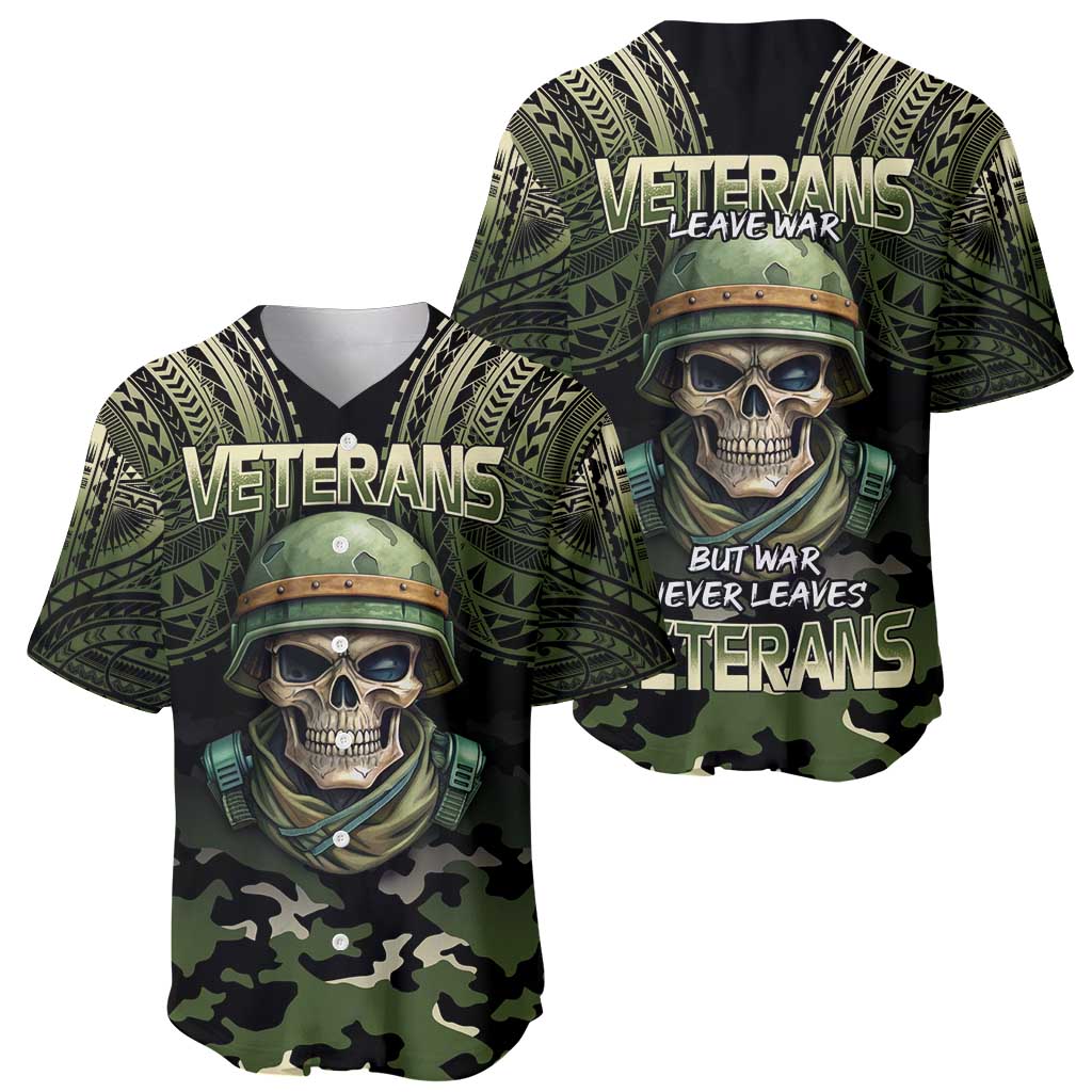 Veterans Day Baseball Jersey War Never Leaves A Veteran Proud Military LT9 - Polynesian Pride