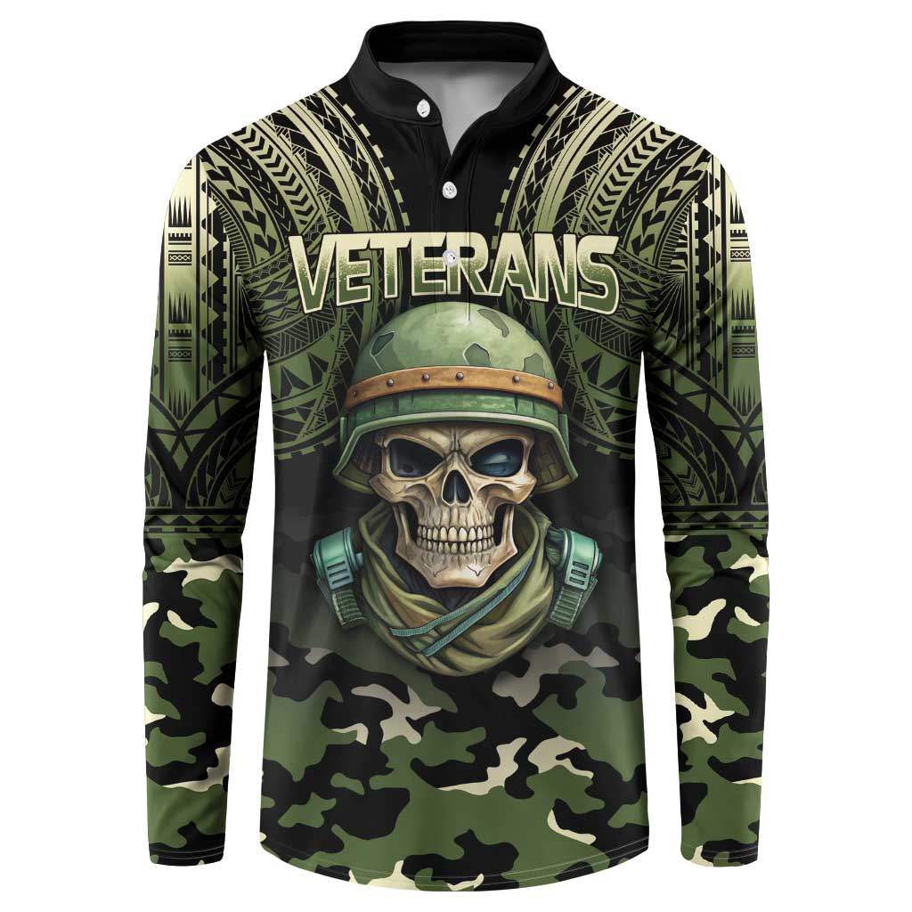 Veterans Day Button Sweatshirt War Never Leaves A Veteran Proud Military LT9 Black - Polynesian Pride
