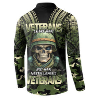 Veterans Day Button Sweatshirt War Never Leaves A Veteran Proud Military LT9 - Polynesian Pride