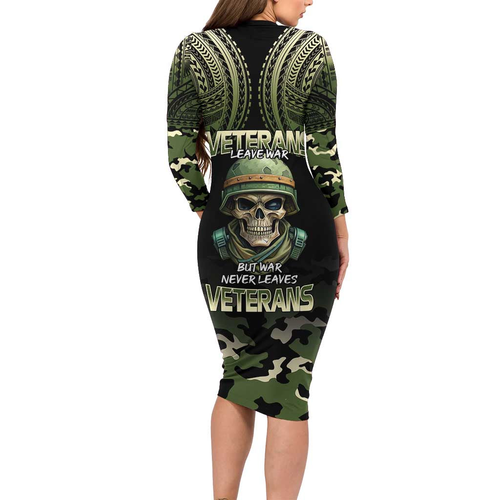 Veterans Day Family Matching Long Sleeve Bodycon Dress and Hawaiian Shirt War Never Leaves A Veteran Proud Military LT9 - Polynesian Pride