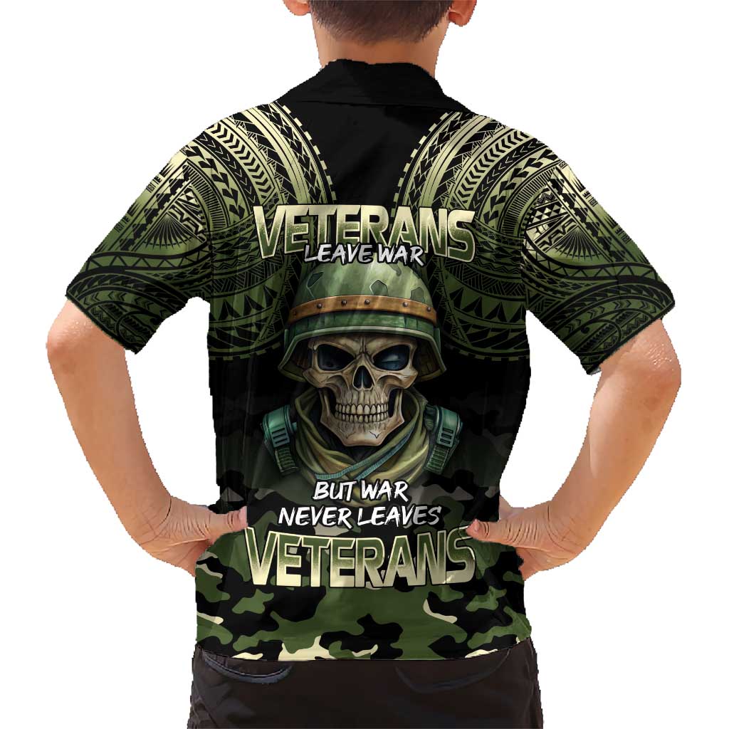Veterans Day Kid Hawaiian Shirt War Never Leaves A Veteran Proud Military