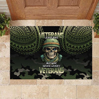 Veterans Day Rubber Doormat War Never Leaves A Veteran Proud Military LT9 Black - Polynesian Pride