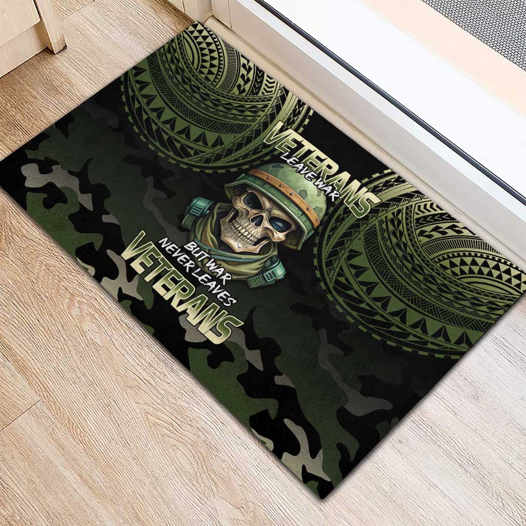 Veterans Day Rubber Doormat War Never Leaves A Veteran Proud Military LT9 - Polynesian Pride