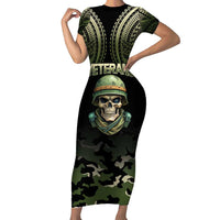 Veterans Day Short Sleeve Bodycon Dress War Never Leaves A Veteran Proud Military