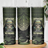 Veterans Day Skinny Tumbler War Never Leaves A Veteran Proud Military LT9 - Polynesian Pride