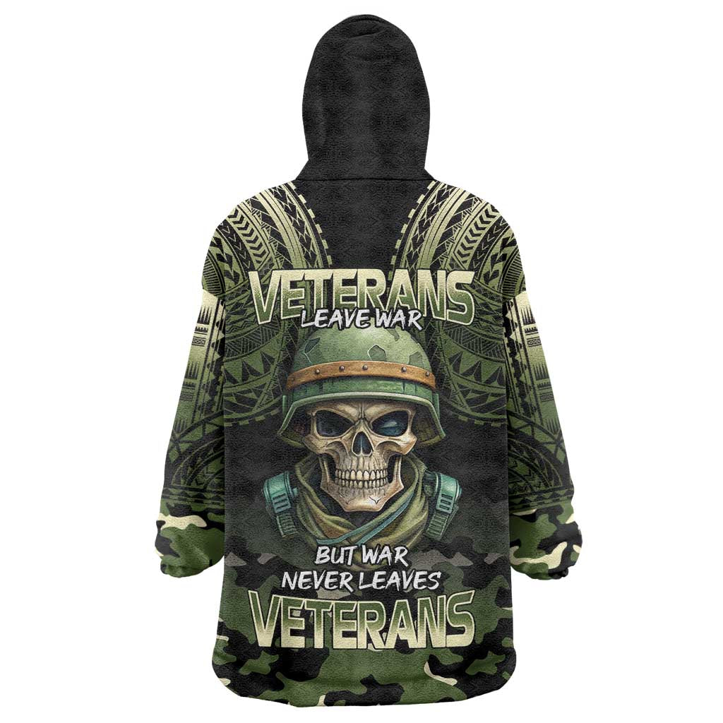 Veterans Day Wearable Blanket Hoodie War Never Leaves A Veteran Proud Military
