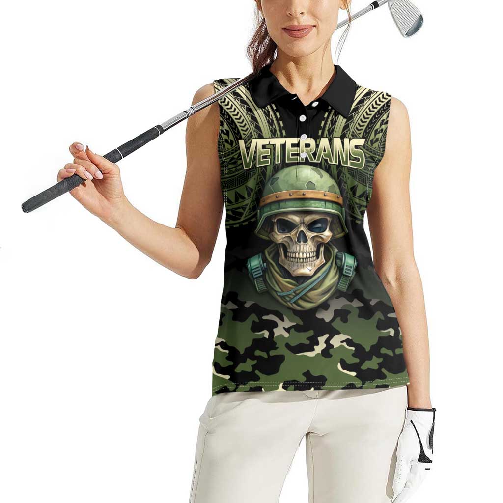 Veterans Day Women Sleeveless Polo Shirt War Never Leaves A Veteran Proud Military LT9 - Polynesian Pride