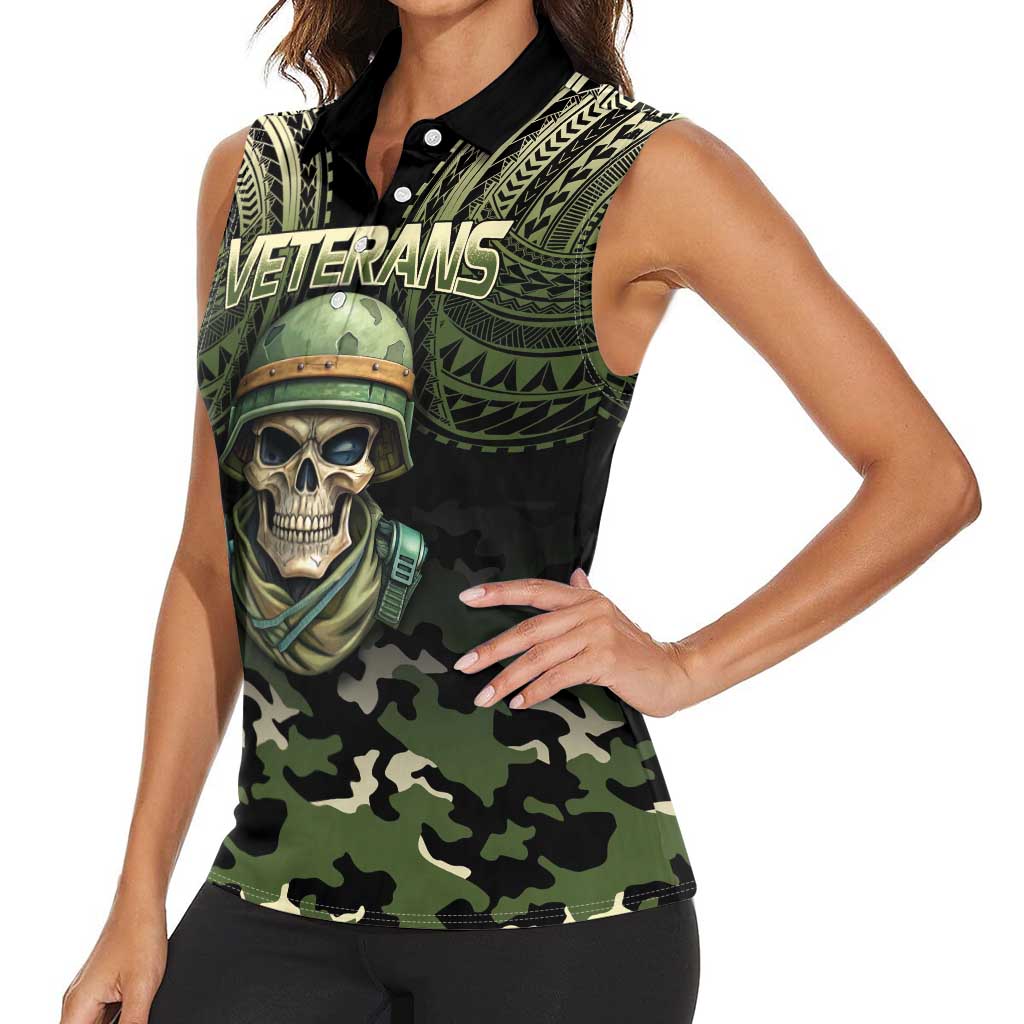 Veterans Day Women Sleeveless Polo Shirt War Never Leaves A Veteran Proud Military LT9 - Polynesian Pride