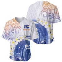 Marshall Islands Manit Day Baseball Jersey Plumeria and Polynesian Tribal