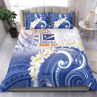 Marshall Islands Manit Day Bedding Set Plumeria and Polynesian Tribal