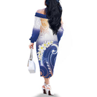 Marshall Islands Manit Day Family Matching Off The Shoulder Long Sleeve Dress and Hawaiian Shirt Plumeria and Polynesian Tribal