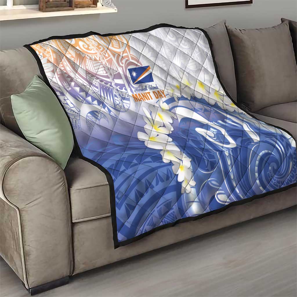 Marshall Islands Manit Day Quilt Plumeria and Polynesian Tribal