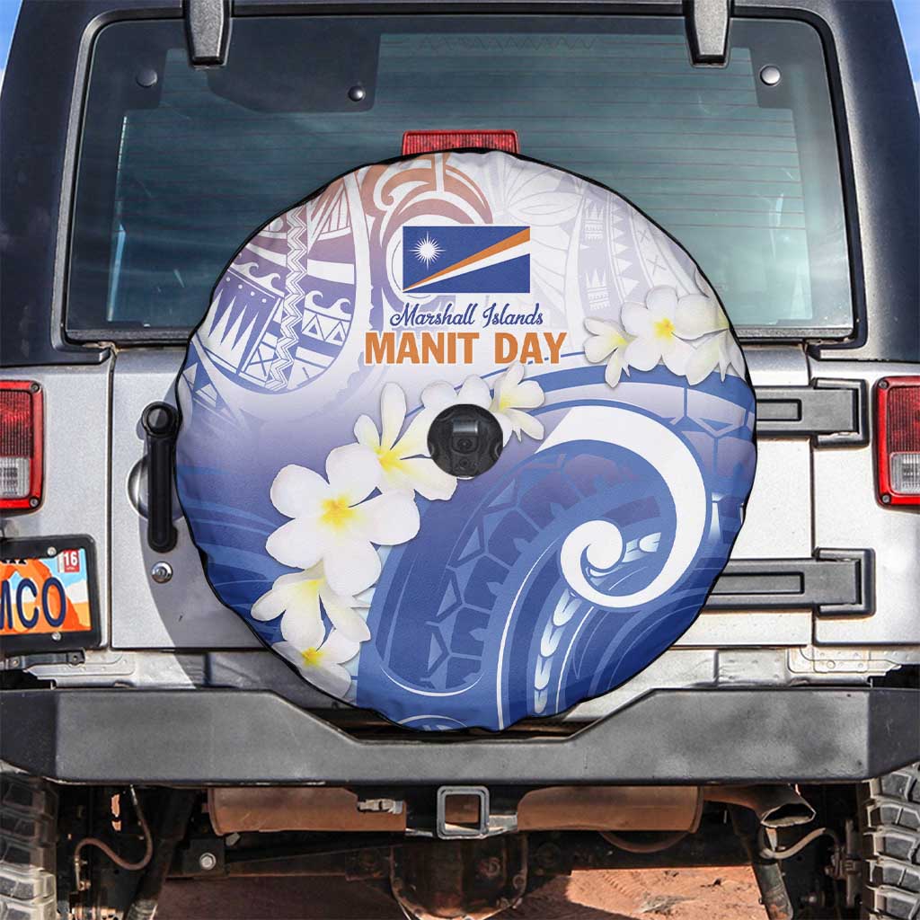 Marshall Islands Manit Day Spare Tire Cover Plumeria and Polynesian Tribal