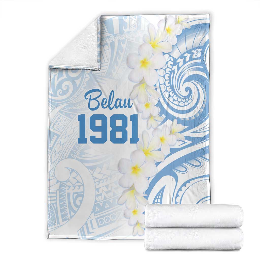 Palau 1981 Tribal Tattoo Blanket with Belau Plumeria Flowers