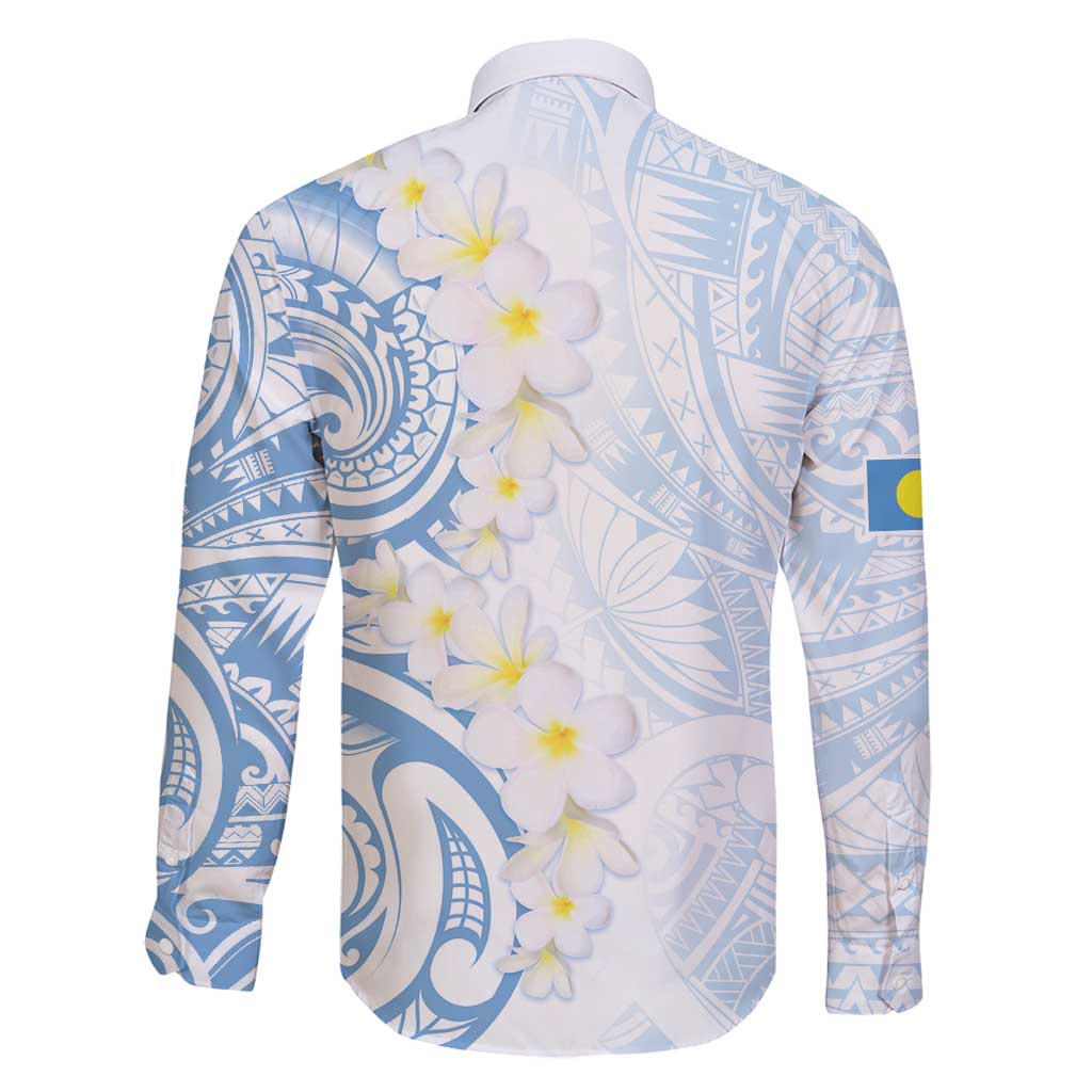 Palau 1981 Tribal Tattoo Family Matching Long Sleeve Bodycon Dress and Hawaiian Shirt with Belau Plumeria Flowers