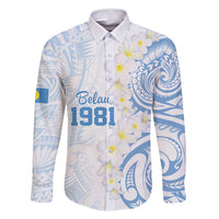 Palau 1981 Tribal Tattoo Family Matching Off Shoulder Maxi Dress and Hawaiian Shirt with Belau Plumeria Flowers