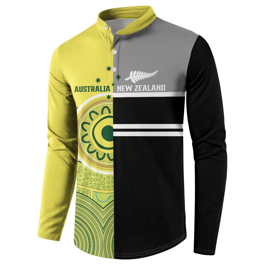 Custom Cricket AUNZ Spirit Button Sweatshirt Aussie New Zealand Retro Edition - Polynesian Pride