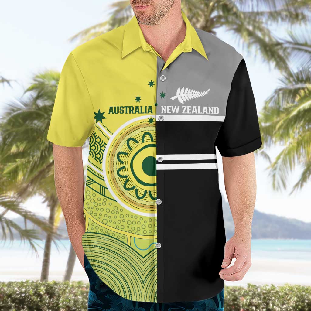 Custom Cricket AUNZ Spirit Hawaiian Shirt Aussie New Zealand Retro Edition - Polynesian Pride