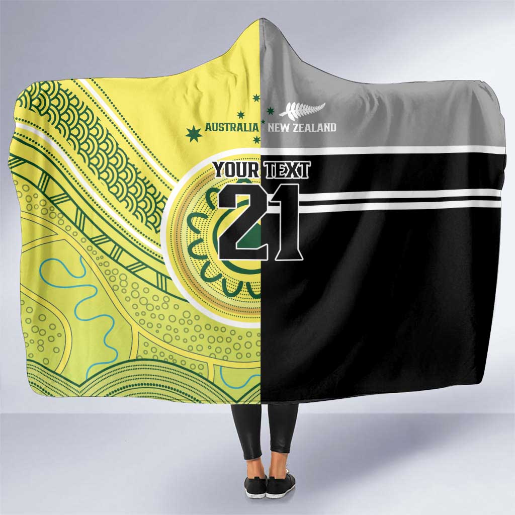 Custom Cricket AUNZ Spirit Hooded Blanket Aussie New Zealand Retro Edition LT9 One Size Black - Polynesian Pride