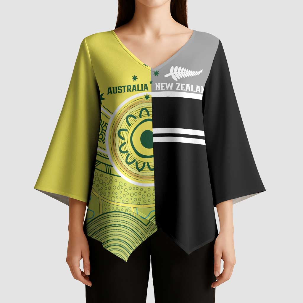 Custom Cricket AUNZ Spirit Kimono Sleeve Blouse Aussie New Zealand Retro Edition LT9 - Polynesian Pride