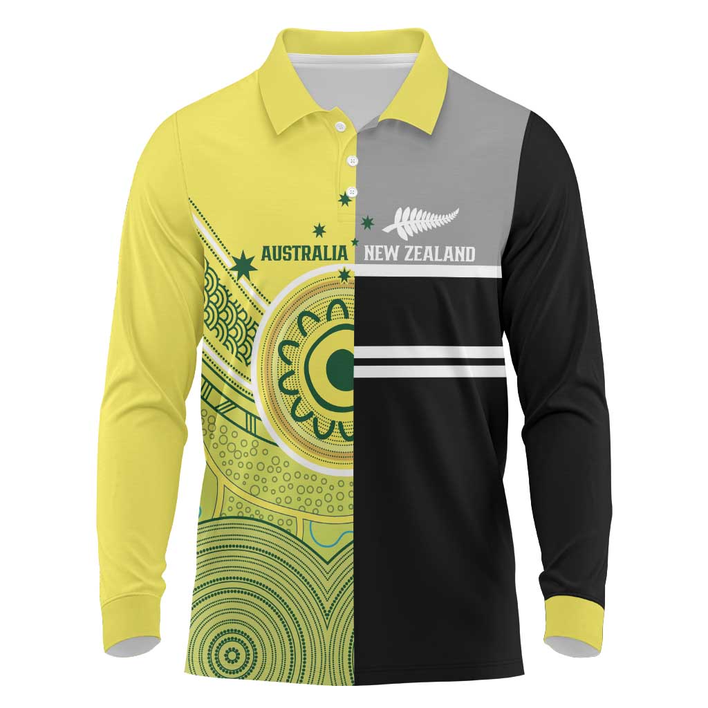 Custom Cricket AUNZ Spirit Long Sleeve Polo Shirt Aussie New Zealand Retro Edition - Polynesian Pride