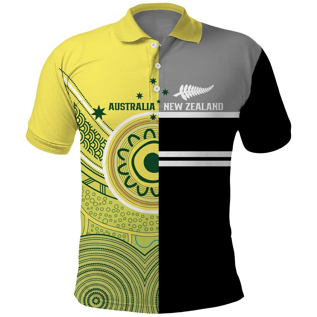 Custom Cricket AUNZ Spirit Polo Shirt Aussie New Zealand Retro Edition LT9 Black - Polynesian Pride