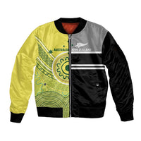 Custom Cricket AUNZ Spirit Sleeve Zip Bomber Jacket Aussie New Zealand Retro Edition LT9 Unisex Black - Polynesian Pride