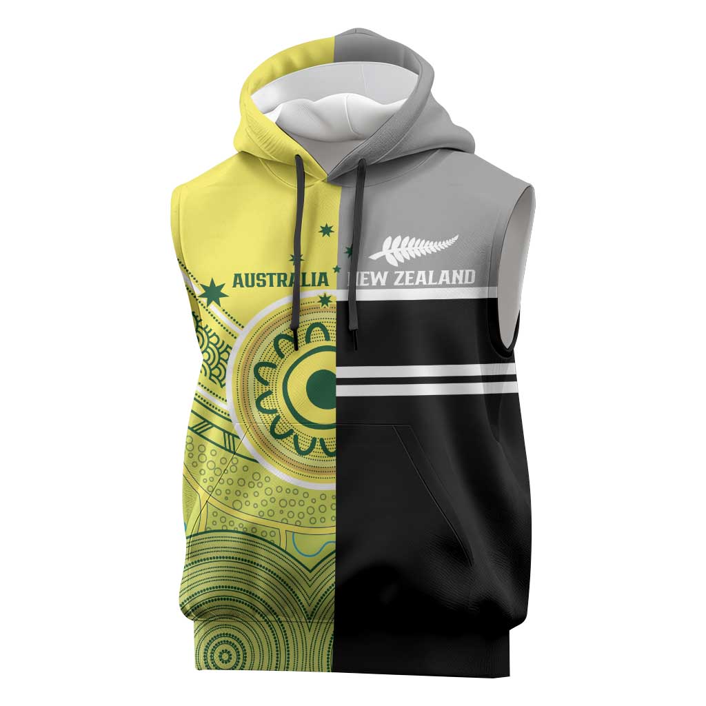 Custom Cricket AUNZ Spirit Sleeveless Hoodie Aussie New Zealand Retro Edition - Polynesian Pride