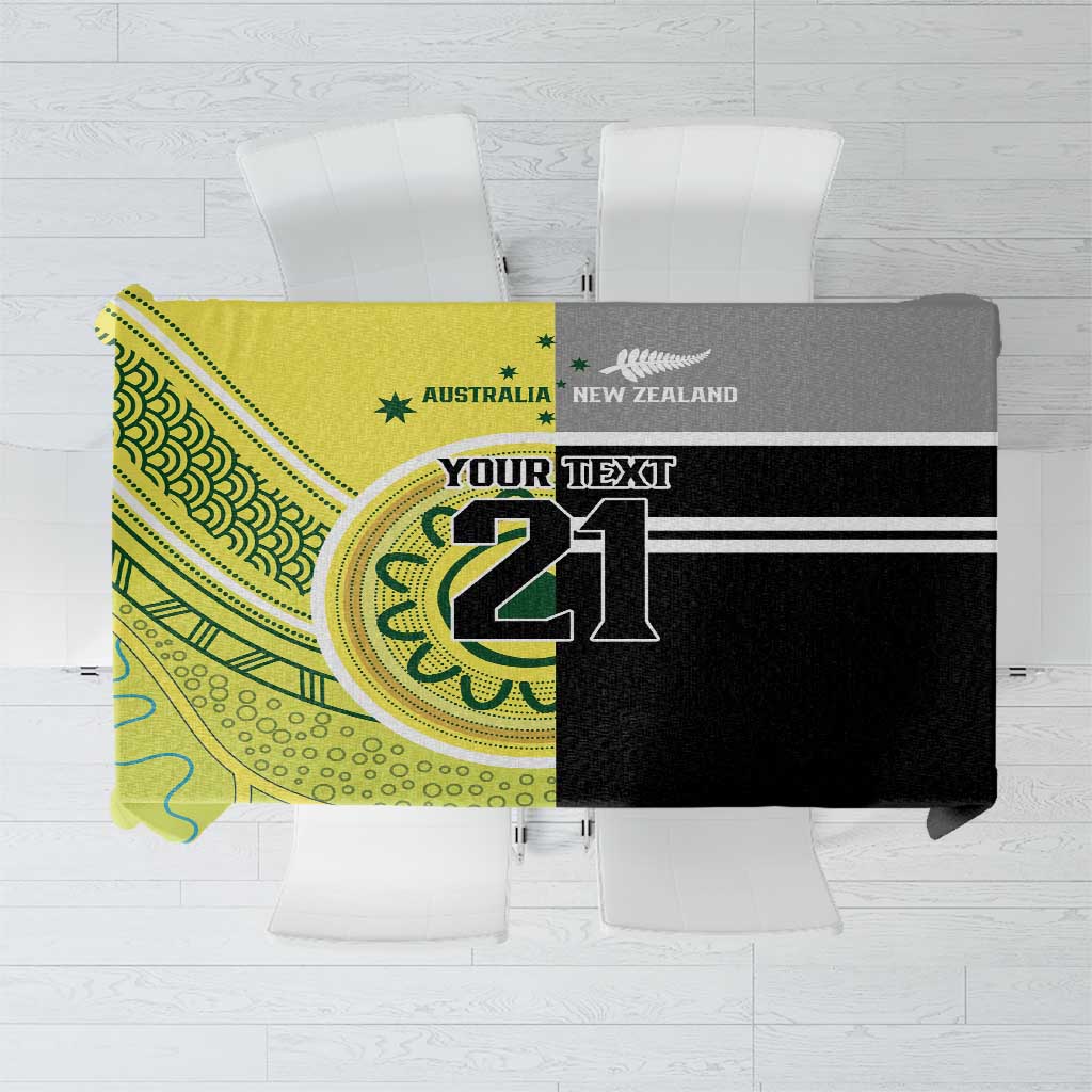 Custom Cricket AUNZ Spirit Tablecloth Aussie New Zealand Retro Edition LT9 Black - Polynesian Pride