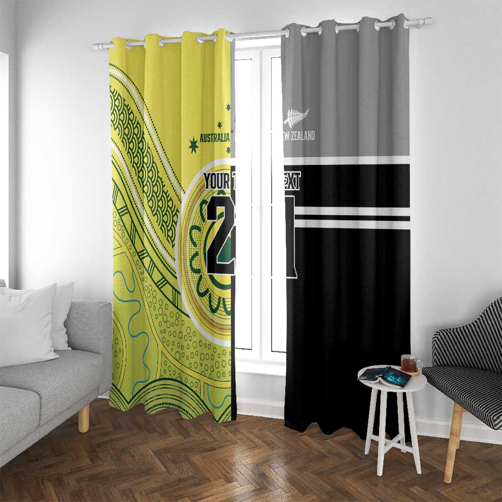 Custom Cricket AUNZ Spirit Window Curtain Aussie New Zealand Retro Edition LT9 With Grommets Black - Polynesian Pride