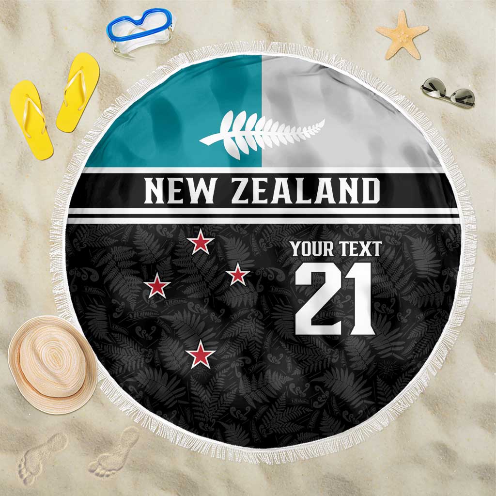 Custom NZ Cricket Pride Beach Blanket Silver Fern Fan Supporter Apparel LT9 One Size 150cm Black - Polynesian Pride