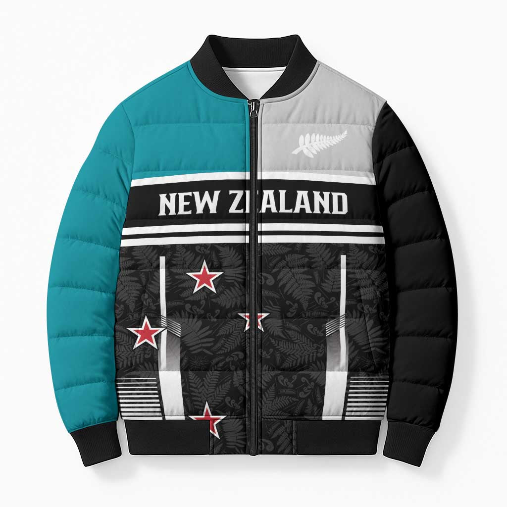 Custom NZ Cricket Pride Bomber Puffer Jacket Silver Fern Fan Supporter Apparel - Polynesian Pride