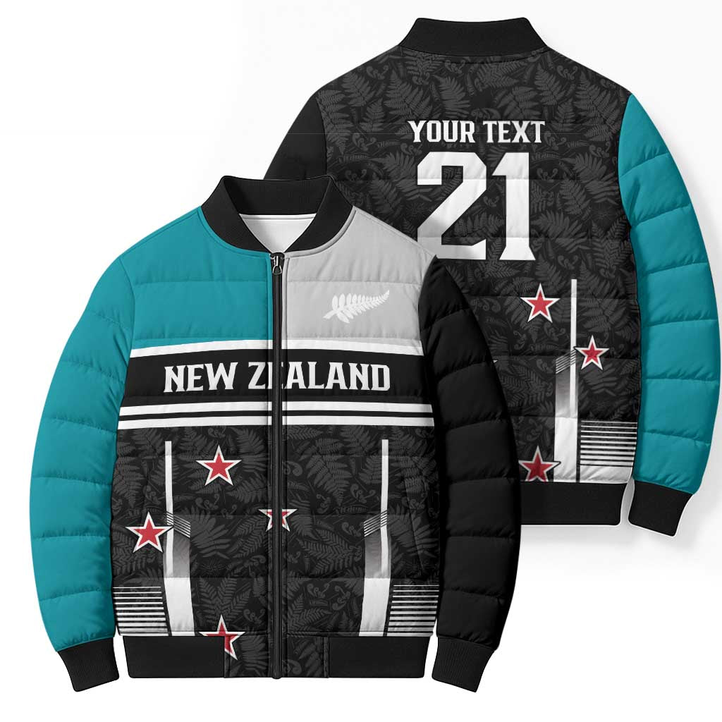 Custom NZ Cricket Pride Bomber Puffer Jacket Silver Fern Fan Supporter Apparel - Polynesian Pride