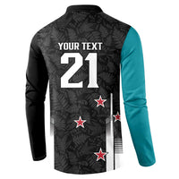 Custom NZ Cricket Pride Button Sweatshirt Silver Fern Fan Supporter Apparel - Polynesian Pride