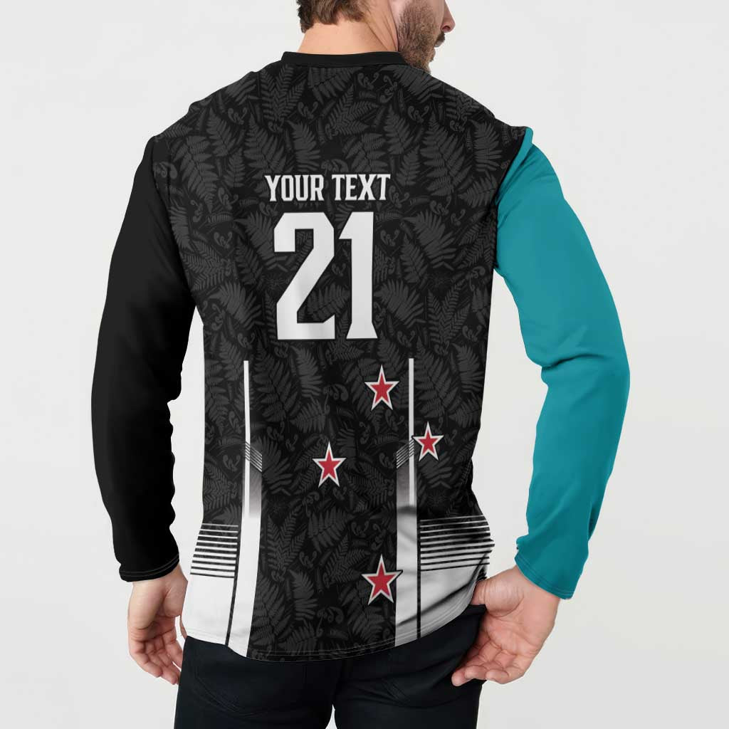 Custom NZ Cricket Pride Button Sweatshirt Silver Fern Fan Supporter Apparel - Polynesian Pride