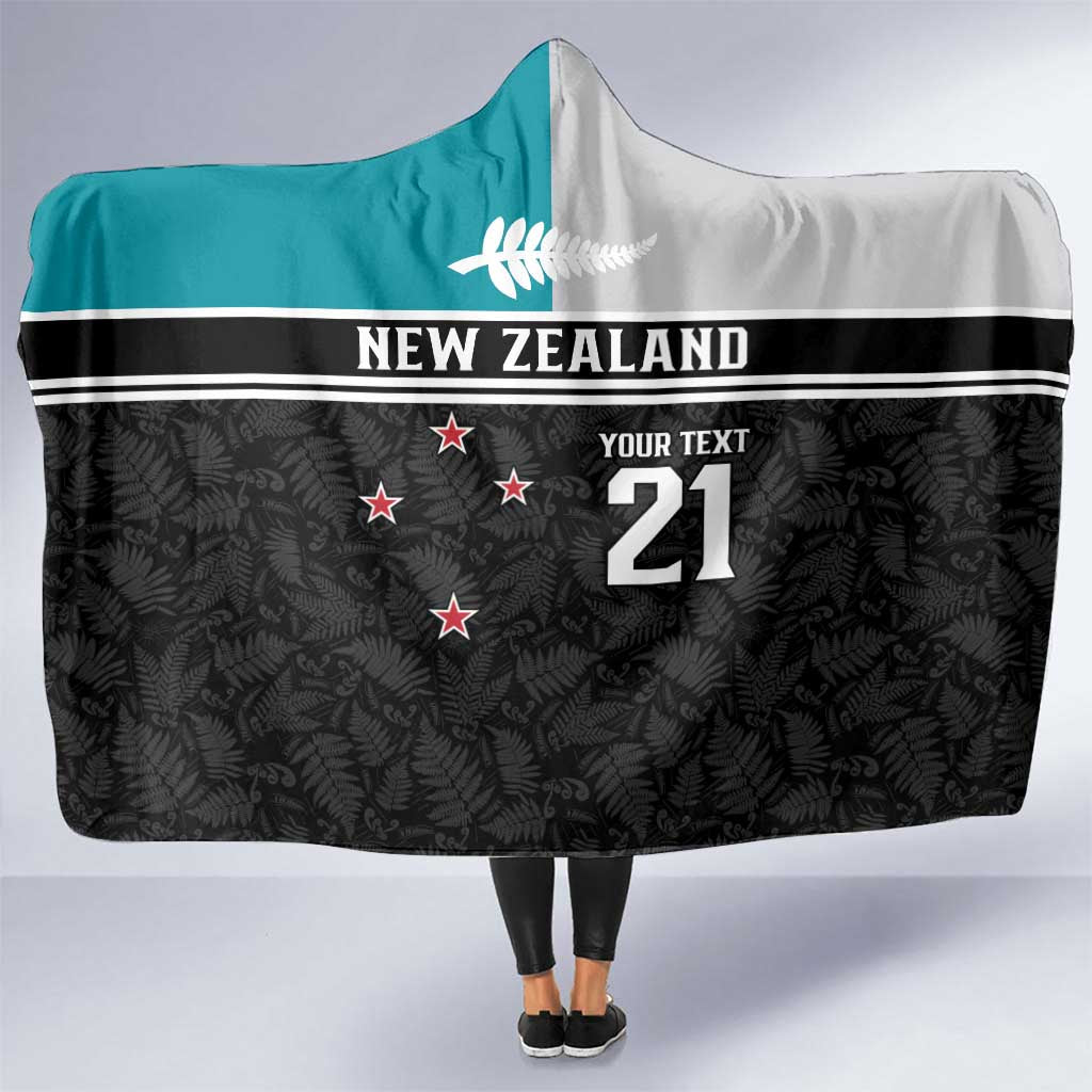 Custom NZ Cricket Pride Hooded Blanket Silver Fern Fan Supporter Apparel LT9 One Size Black - Polynesian Pride