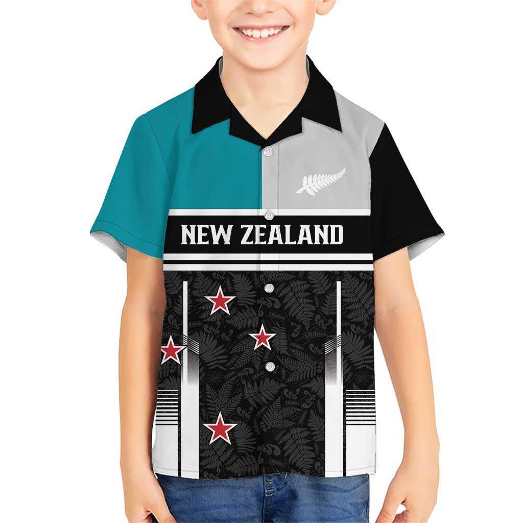 Custom NZ Cricket Pride Kid Hawaiian Shirt Silver Fern Fan Supporter Apparel - Polynesian Pride