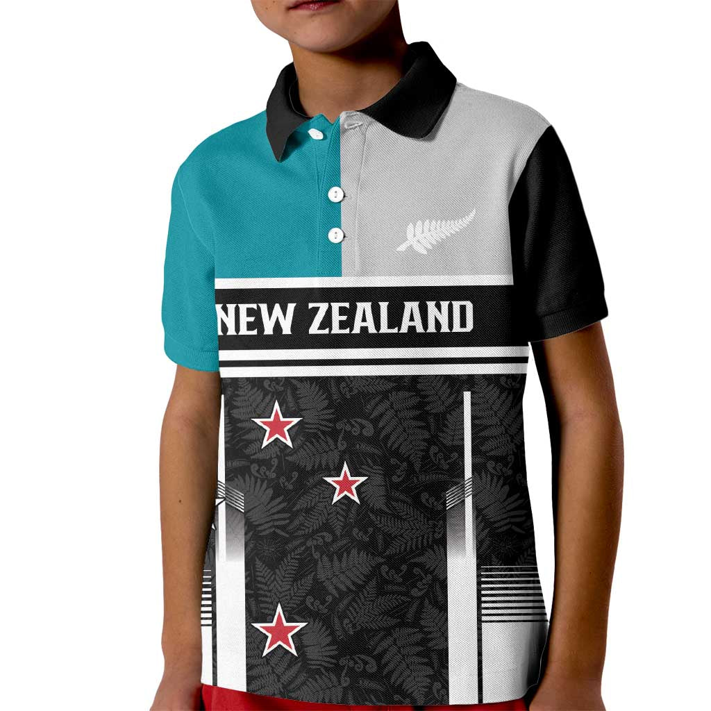 Custom NZ Cricket Pride Kid Polo Shirt Silver Fern Fan Supporter Apparel LT9 Kid Black - Polynesian Pride