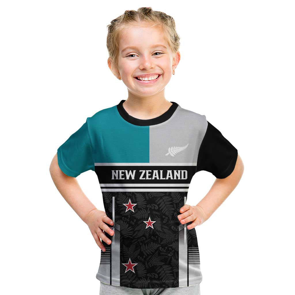 Custom NZ Cricket Pride Kid T Shirt Silver Fern Fan Supporter Apparel - Polynesian Pride