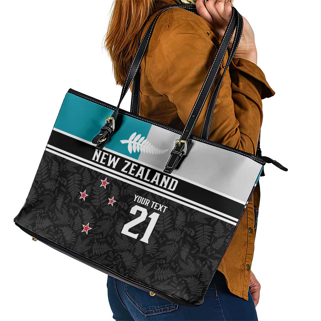 Custom NZ Cricket Pride Leather Tote Bag Silver Fern Fan Supporter Apparel - Polynesian Pride
